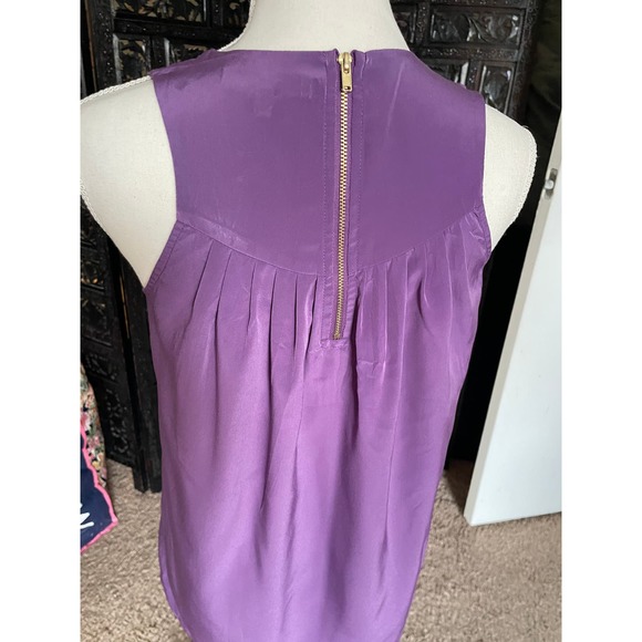 Eclair Womens Regular Fit V-Neck Tank Top Pleated Wide Strap Back Zip Size XS - Picture 4 of 8